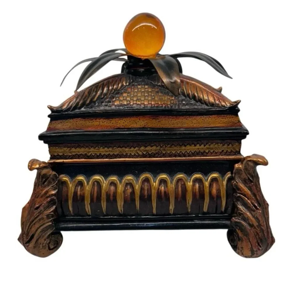 Wooden Trinket Jewelry Treasure Box 6.5